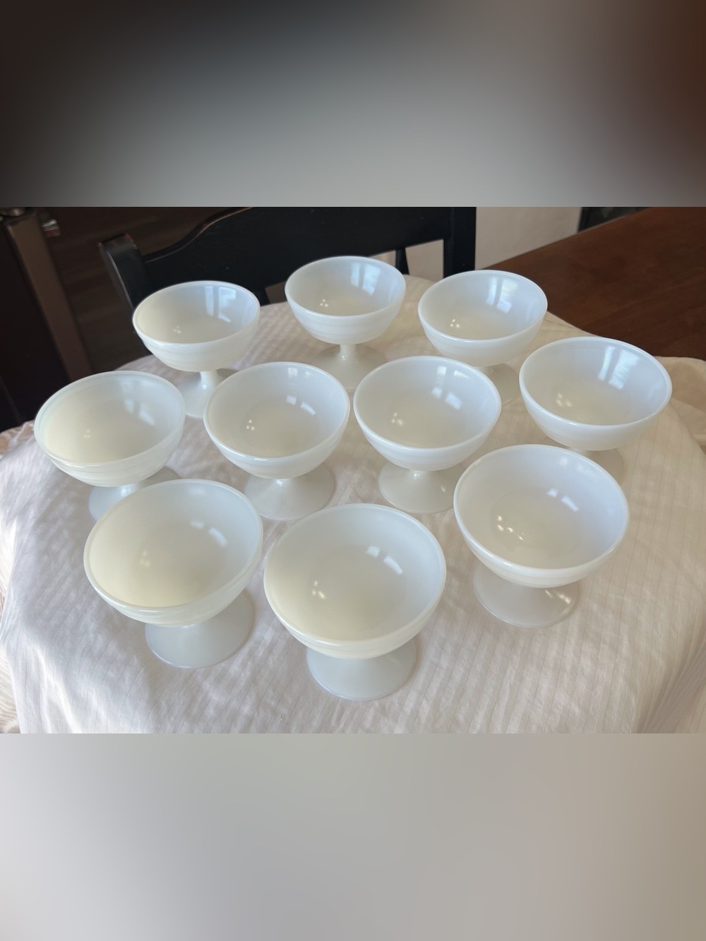 Vintage Milk Glass Sherbet Cups Set 10 Footed Dessert Sundae Ice Cream Parties
